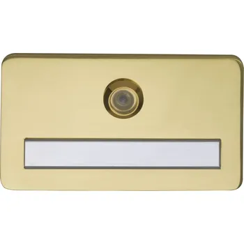 Dveřní kukátko Jmenovka s dveřním kukátkem, 120x70x6 mm, 170°, tl. dv. 35-46 mm, mosaz leštěná