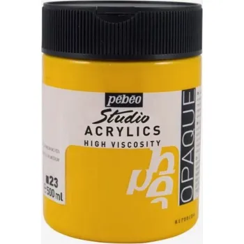 Vodová barva Akrylová barva Pébéo Studio Acrylic 500 ml - žlutá kadmium střední 23