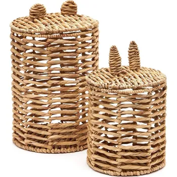 Úložný box Dětské koše na hračky v sadě 2 ks z vodního hyacintu v přírodní barvě ø 30x50 cm Venezia – Kave Home ID_1758266