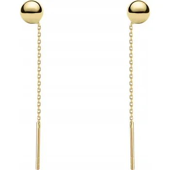 Náušnice ZLATÉ VISACÍ NÁUŠNICE 585 KULIČKA 5mm PROVLÉKACÍ