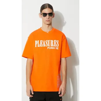 Dámské tričko Bavlněné tričko Puma PUMA x PLEASURES Typo Tee oranžová barva, s potiskem, 620878, L, 22X