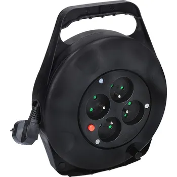 Prodlužovací kabel Solight prodlužovací přívod na bubnu, 4 zásuvky, 10m, černý kabel, 3x 1,5mm2 Bezdrátové nabíjení: Ne