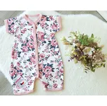 AMÁLKA Letní krátký overal, pudrově růžové květy Velikost: 68