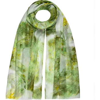 Šála Biju dámský šál zlaté květy zelený