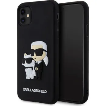 Notebook Karl Lagerfeld 3D Rubber Karl and Choupette Zadní Kryt pro iPhone 12/12 Pro Black