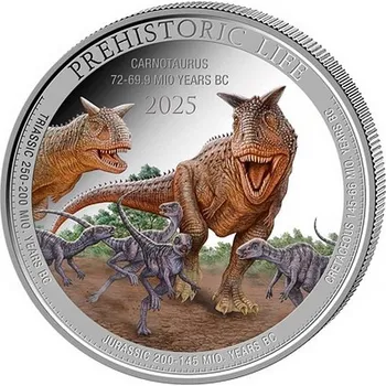 PREHISTORICKÝ ŽIVOT CARNOTAURUS II. coin Prehistoric Life Carnotaurus – 1 oz stříbrná mince