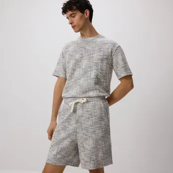 Pánské kalhoty Reserved - Strukturální šortky regular - středně šedá - 3863C-85M - 3863C-85M-S