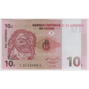KONGO. 10 francs 1997. Pi. 82.