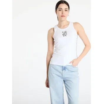 Dámské oblečení Tílko Calvin Klein Jeans Sl Cotton Rib Solid Tank Top White XL