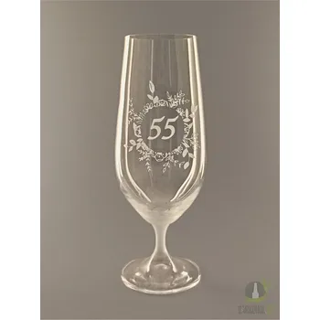 Sklenice Pískovaná sklenice na pivo - 55 let s květinou