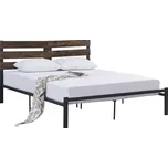 Manželská postel s roštem, dub rustikal/kov, 160x200, ANEYA