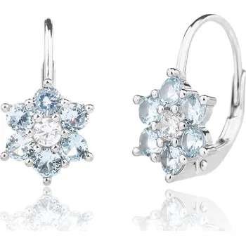 Náušnice Bealio BEALIO Stříbrné náušnice KVĚTINA akvamarínový 03-12123-3511