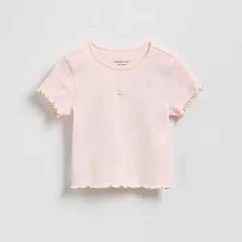 Reserved - Tričko z žebrovaného úpletu s výšivkou - pastelově růžová - 529EX-03X - 529EX-03X-U12