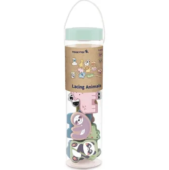 Dřevěná hračka Navlékání pastelová zvířátka - Tooky Toys