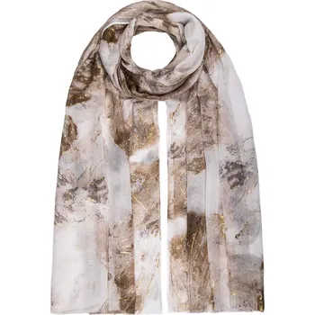 Šála Dámský šál zlaté květy hnědý 0788-6