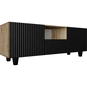 Televizní stolek NOE frézovaný TV stolek 140 cm - dub artisan/černý mat