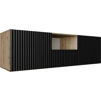 Televizní stolek NOE frézovaný závěsný TV stolek 140 cm - dub artisan/černý mat