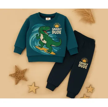 Kojenecká souprava ARIAshop 2D dětská tepláková souprava Dino 68 tmavě modrá 68