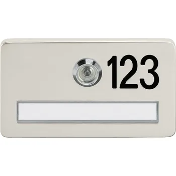 Dveřní kukátko GRUNDMANN FH-Jmenovka s kukátkem a gravír., tloušťka dveří 34-44, stříbrný elox