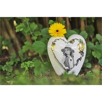 Smuteční dekorace Urna dětská velké Srdce s fotografií