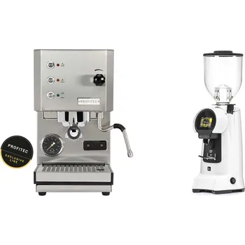 Kávovar Profitec GO, brushed stainless steel + Eureka Helios 75, white