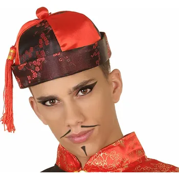 Karnevalová paruka Falanzo Carnival Čepice ke kostýmu Orientální / Asijčan Červená