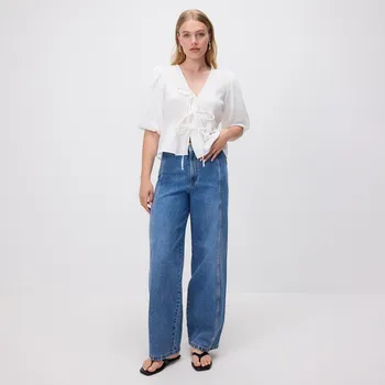 Dámské džíny Reserved - Džíny wide leg s prošitím - modrá - YR246-50J - YR246-50J-36