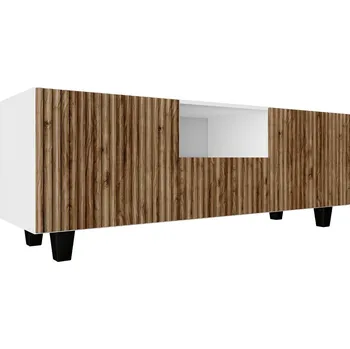 Televizní stolek Frézovaný televizní stolek NOE 140 cm - bílý mat/dub catania