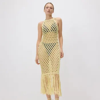 Dámské šaty Reserved - Šaty s ažurovým zdobením - světle žlutá - 506GE-10X - 506GE-10X-S