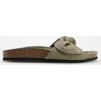 Dámské sandále Reserved - Nazouvací sandály s ozdobnou mašlí - pudrově zelená - 350CR-97X - 350CR-97X-40