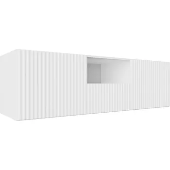 Televizní stolek Závěsný TV stolek s frézováním NOE 140 cm - bílý mat