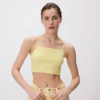 Dámské tričko Reserved - Krátký top na ramínkách - světle žlutá - WC380-10X - WC380-10X-XL