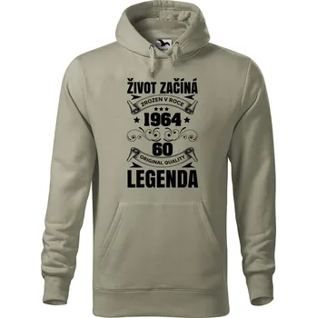 Pánská mikina Pánská mikina s potiskem Život začíná Velikost (muž): M, Vyberte barvu: Světlá khaki