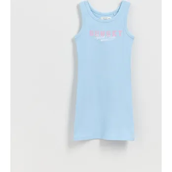 Dívčí šaty Reserved - Žebrované šaty s výšivkou - bleděmodrá - 249DA-05X - 249DA-05X-U14