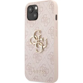 Notebook Guess PU 4G Metal Logo Zadní Kryt pro iPhone 13 Pink