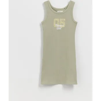 Dívčí šaty Reserved - Žebrované šaty s výšivkou - světle olivová - 249DA-81X - 249DA-81X-U15