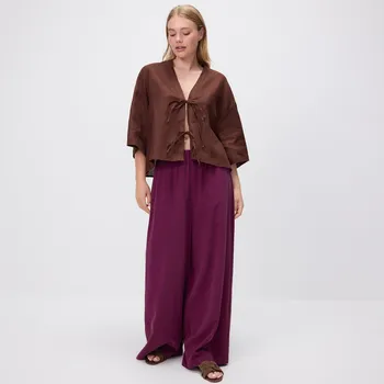 Dámské kalhoty Reserved - Volné kalhoty s viskózou - bordó - 696AC-53X - 696AC-53X-M