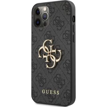 Notebook Guess PU 4G Metal Logo Zadní Kryt pro iPhone 12/12 Pro Grey