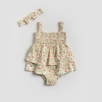 Kojenecké oblečení Reserved - Overal s květinovou čelenkou - krémová - 878CY-01X - 878CY-01X-74