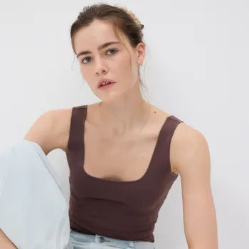 Dámské oblečení Reserved - Body na ramínka - tmavě hnědá - ZQ662-89X - ZQ662-89X-M