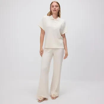 Dámské kalhoty Reserved - Kalhoty z žebrovaného žerzejového úpletu - tělová - ZQ712-02X - ZQ712-02X-XS