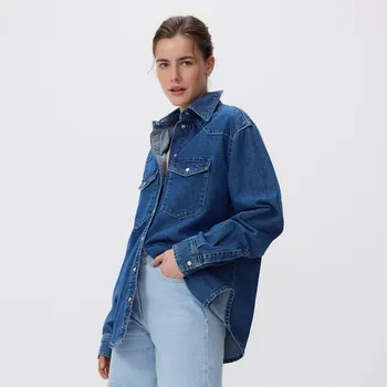 Pánská košile Reserved - Džínová košile oversized - modrá - 052FK-55J - 052FK-55J-M