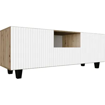 Televizní stolek Televizní stolek frézovaný NOE 140 cm - dub artisan/bílý mat