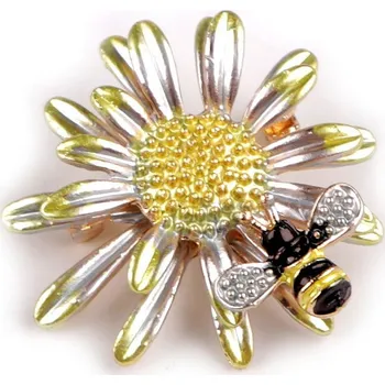 Brož Brož květ s včelou, motýlci Varianta: 2 žlutozelená květ, Balení: 1 ks