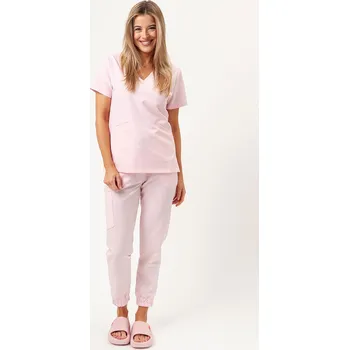 Dámský overall Lékařská souprava Sunrise Uniforms Premium (halena Aura, kalhoty Vibe) pastelově růžová