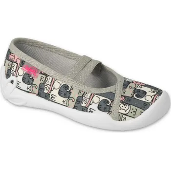 Dívčí bačkory Balerínky bačkory papuče Befado Blanca 116Y315 šedé s kočkami velikost: 36