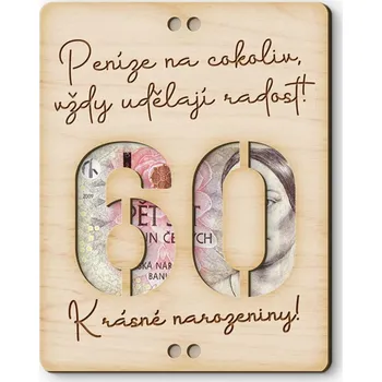 Dárková krabička Dřevěná obálka na peníze - Krásné narozeniny 60