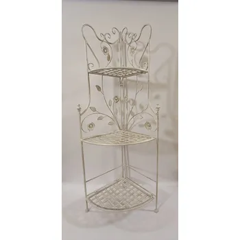 Stojan na květiny KOVOVÝ ROHOVÝ REGÁL STOJAN POLICE NA KVĚTINY 121 cm