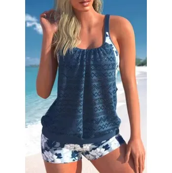 Dámské plavky Dámské dvoudílné krajkové plavky - tankiny - Vel. XS až 6XL Barva: tmavě modrá, Velikost: 4XL