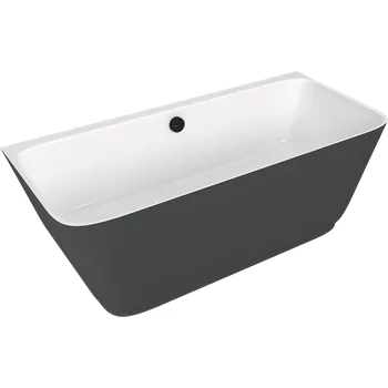 Vana SKYLLA nástěnná stojící vana litý mramor 169x75x60cm, bílá/antracit mat